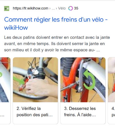 Capture d'écran : extrait de résultat de recherche Google enrichi à l'aide des données structurées HowTo