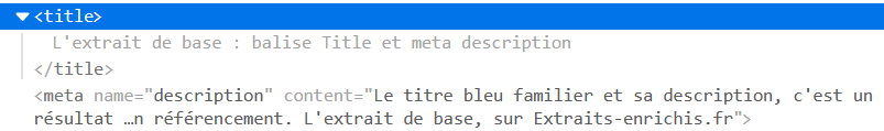 exemple de code HTML : balises title et meta description